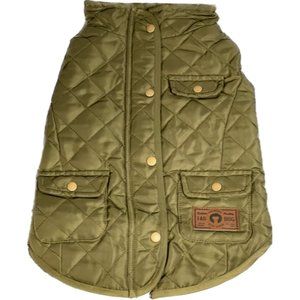 Fab Dog Quilted Barn Dog Coat - Size 14 inch - Brand New with Tags OLIVE GREEN